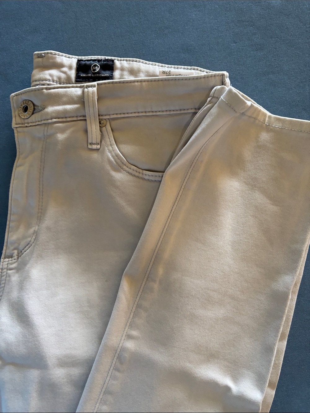Ag Adriano Goldschmied womens Light Grey Slim Straight Jeans